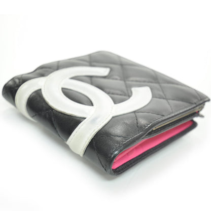 Chanel Calfskin Quilted Cambon Bi-Fold Wallet Black White 9 of 9