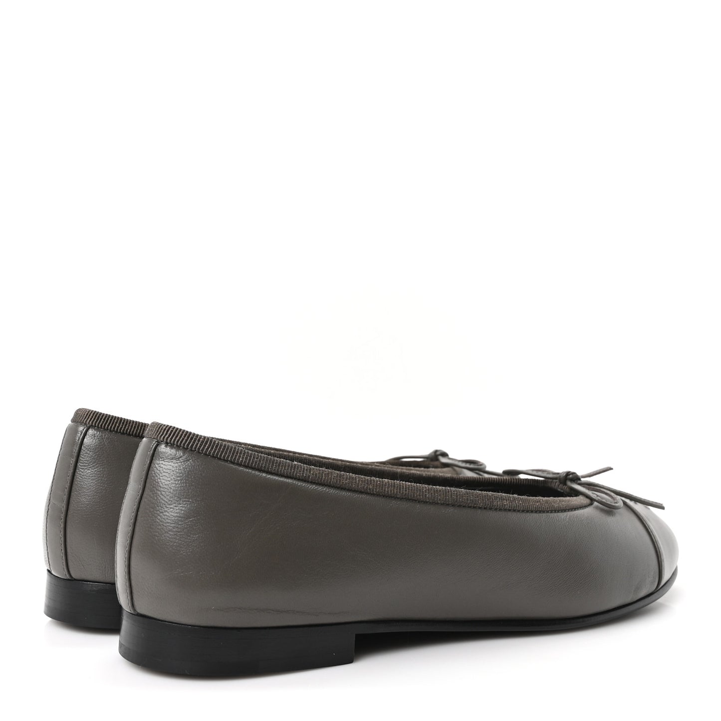 Lambskin Cap Toe CC Ballerina Flats 37 Dark Grey
