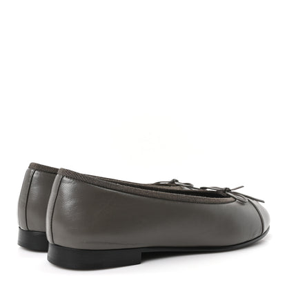 Chanel Lambskin Cap Toe CC Ballerina Flats 37 Dark Grey 5 of 10
