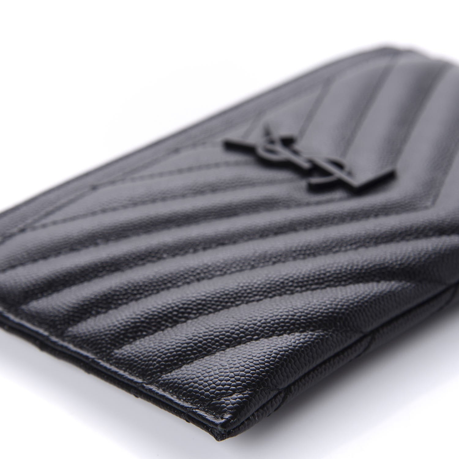 Saint Laurent Grain De Poudre Chevron Monogram Bill Pouch Black 6 of 9