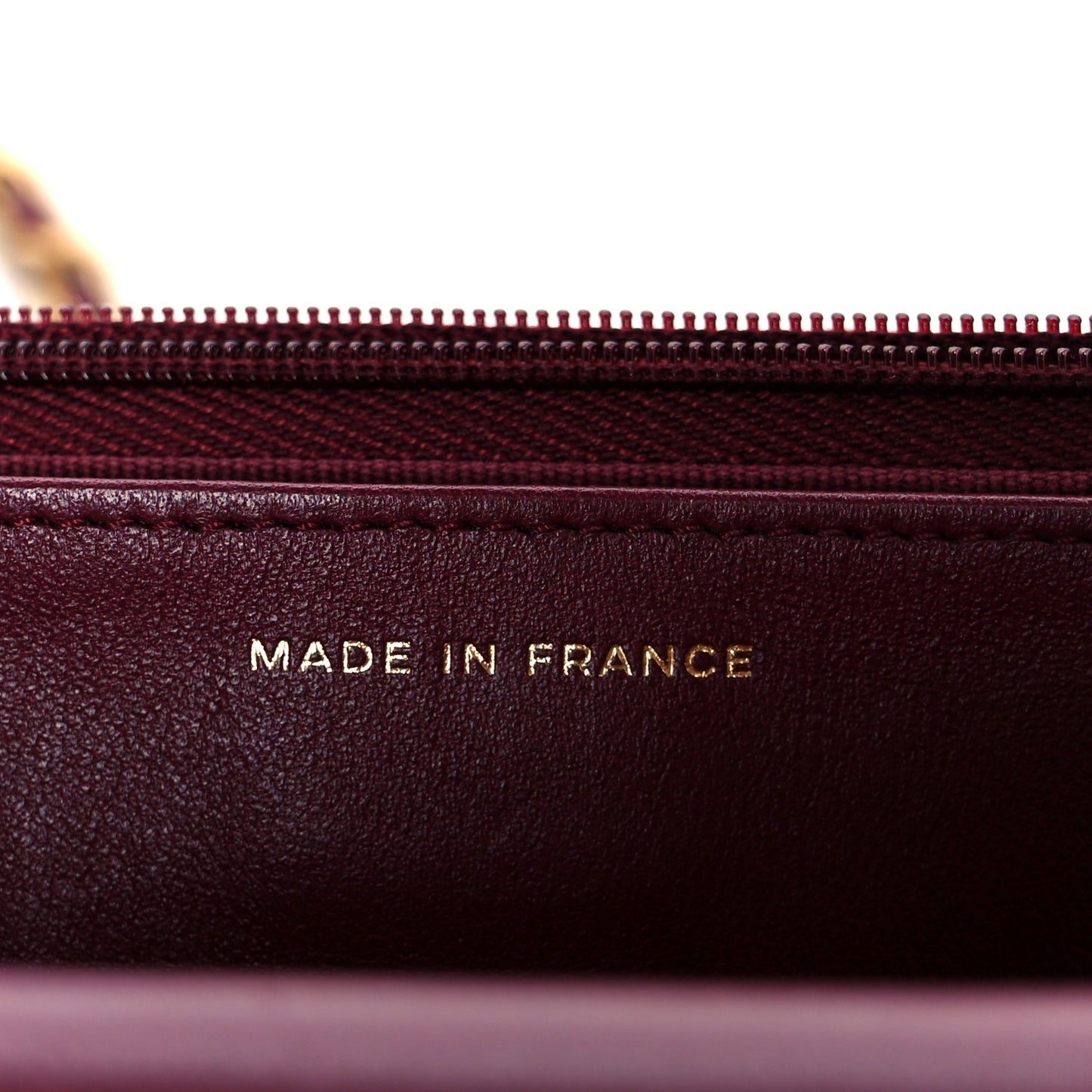 Lambskin Quilted Top Handle Wallet On Chain WOC  Burgundy
