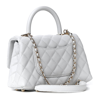 Chanel Caviar Quilted Mini Coco Handle Flap Light Grey 2 of 4