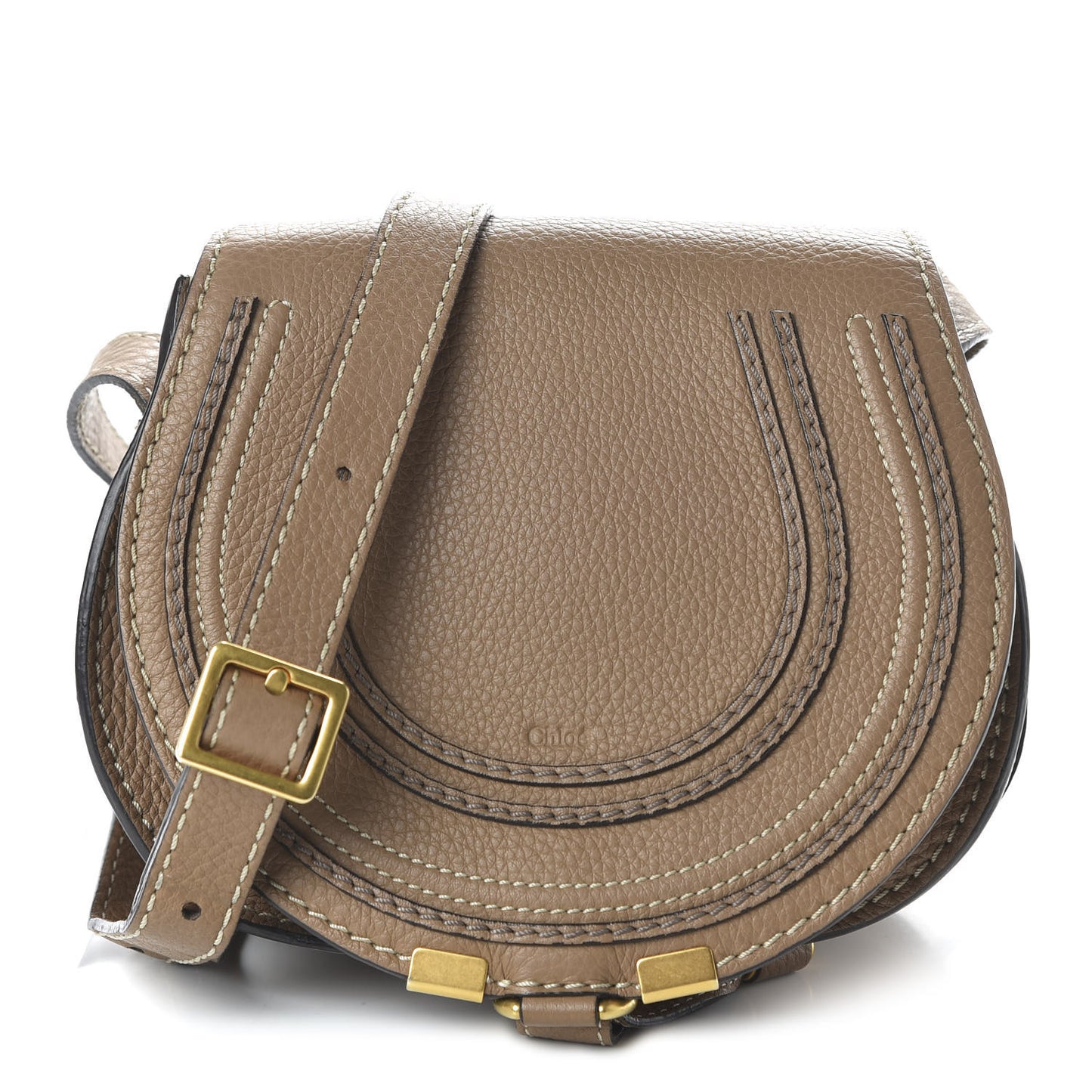 Calfskin Mini Marcie Round Crossbody Bag Nut