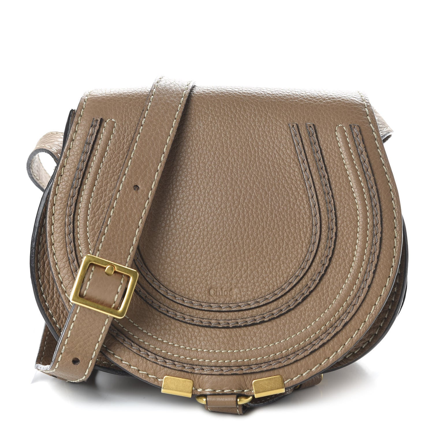 Chloe Calfskin Mini Marcie Round Crossbody Bag Nut 1 of 9