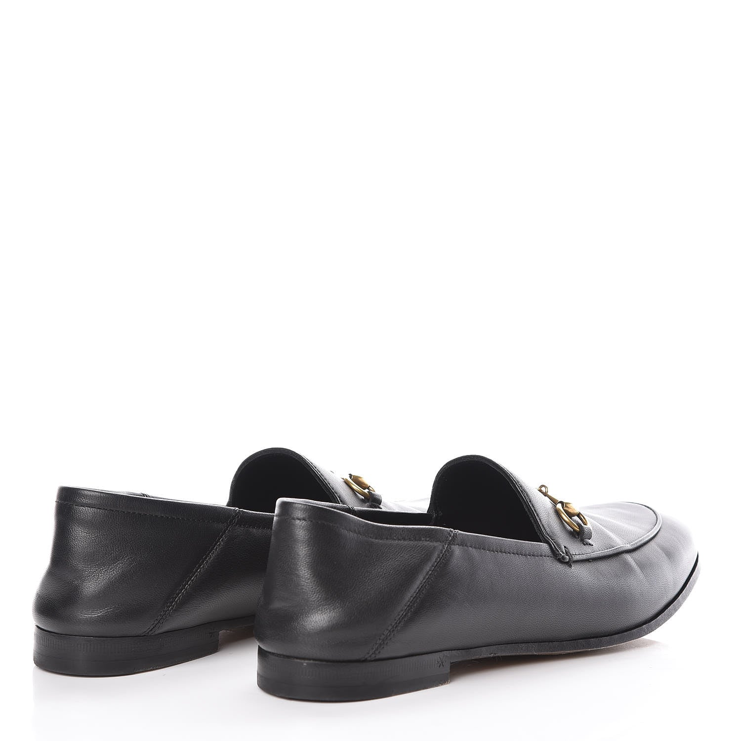 Gucci Lambskin Womens Brixton Horsebit Loafers 37.5 Black 4 of 11
