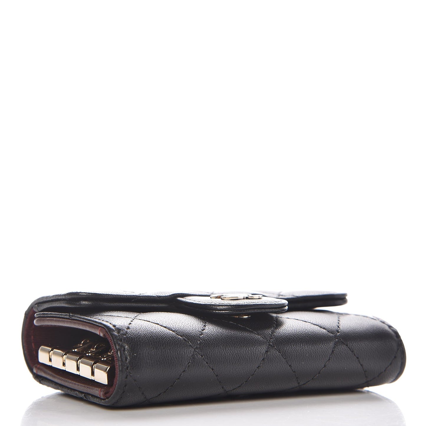 Lambskin Quilted 4 Key Holder Black