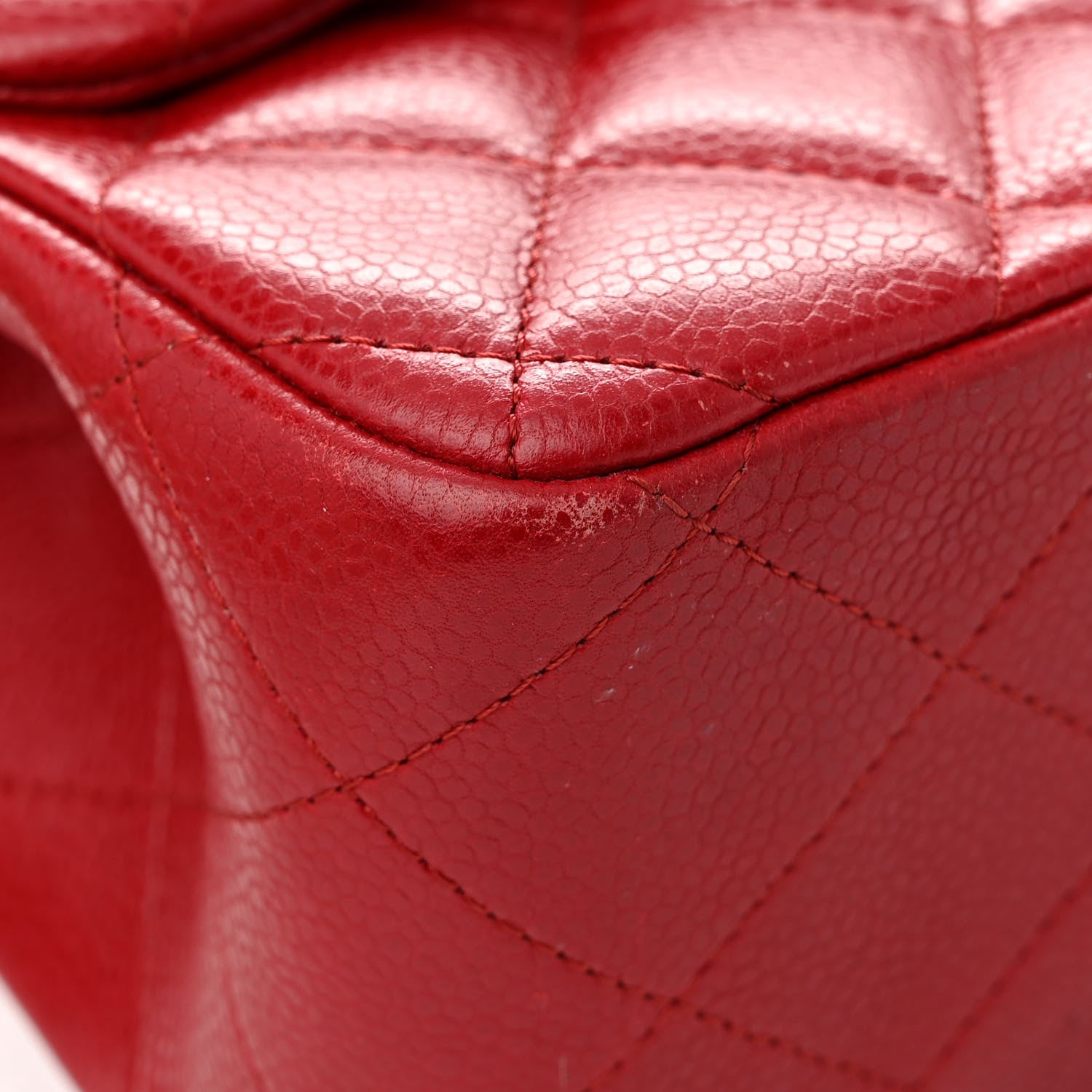 Chanel Caviar Quilted Jumbo Double Flap Red 14 of 17