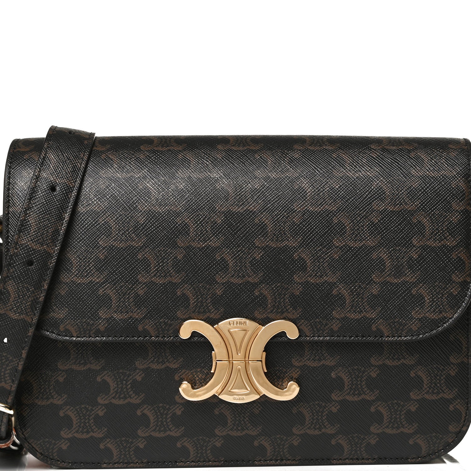 Celine Calfskin Triomphe Canvas Medium Triomphe Tan 7 of 11