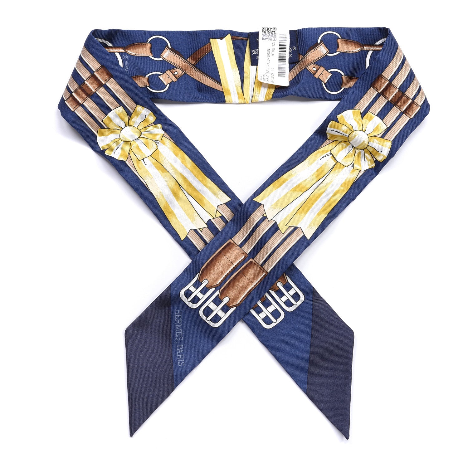 Hermes Silk Jumping Twilly Marine Gold Brun 1 of 4