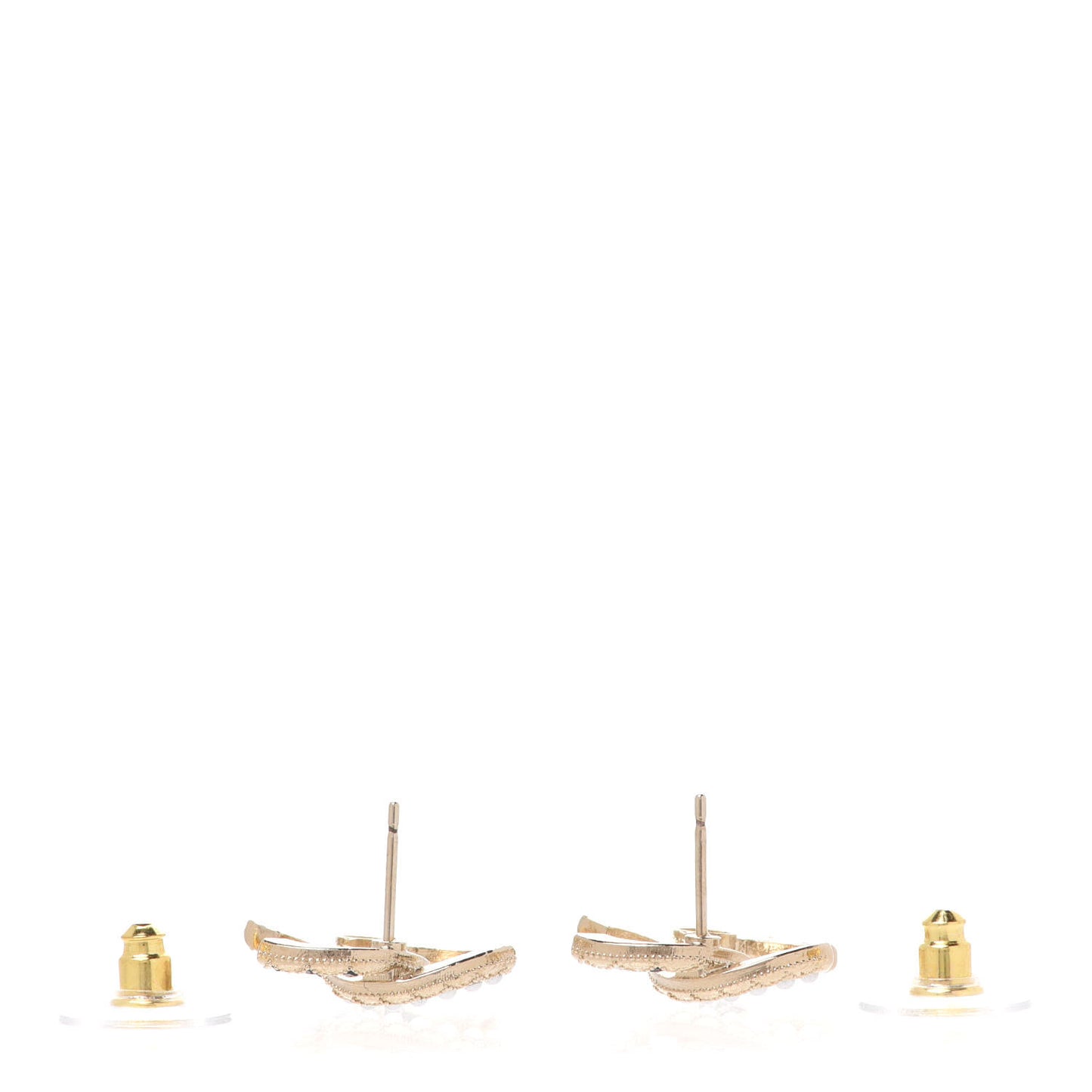 Resin Pearl CC Earrings Gold Black
