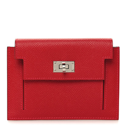 Hermes Epsom Kelly Pocket Compact Wallet Rouge Casaque 1 of 9