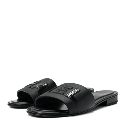 Chanel Calfskin Patent Calfskin Logo Mules 37.5 Black 3 of 8