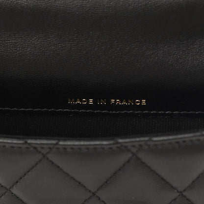 Chanel Lambskin Quilted Top Handle Flap Coin Purse With Chain Black 7 of 14
