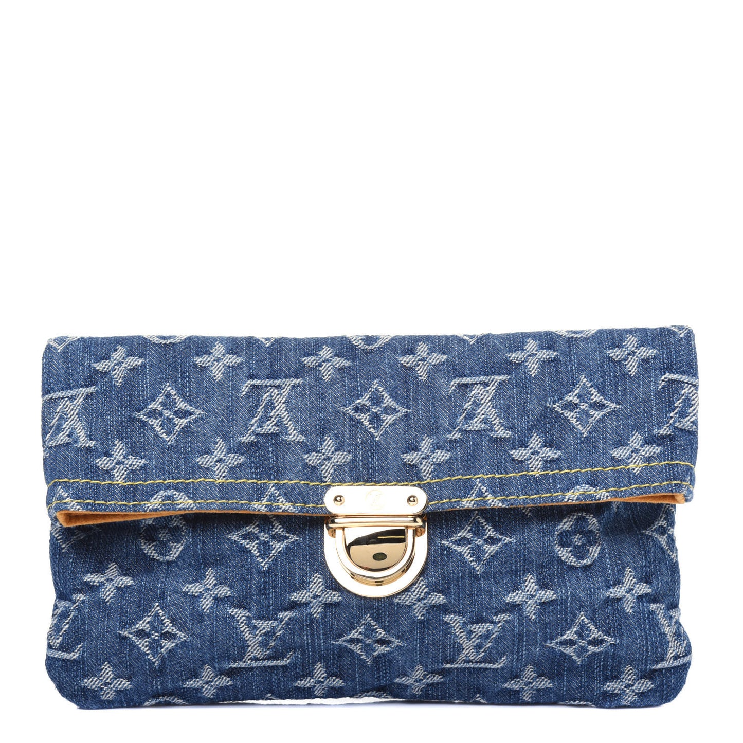 Monogram Denim Pochette Plat Clutch Blue