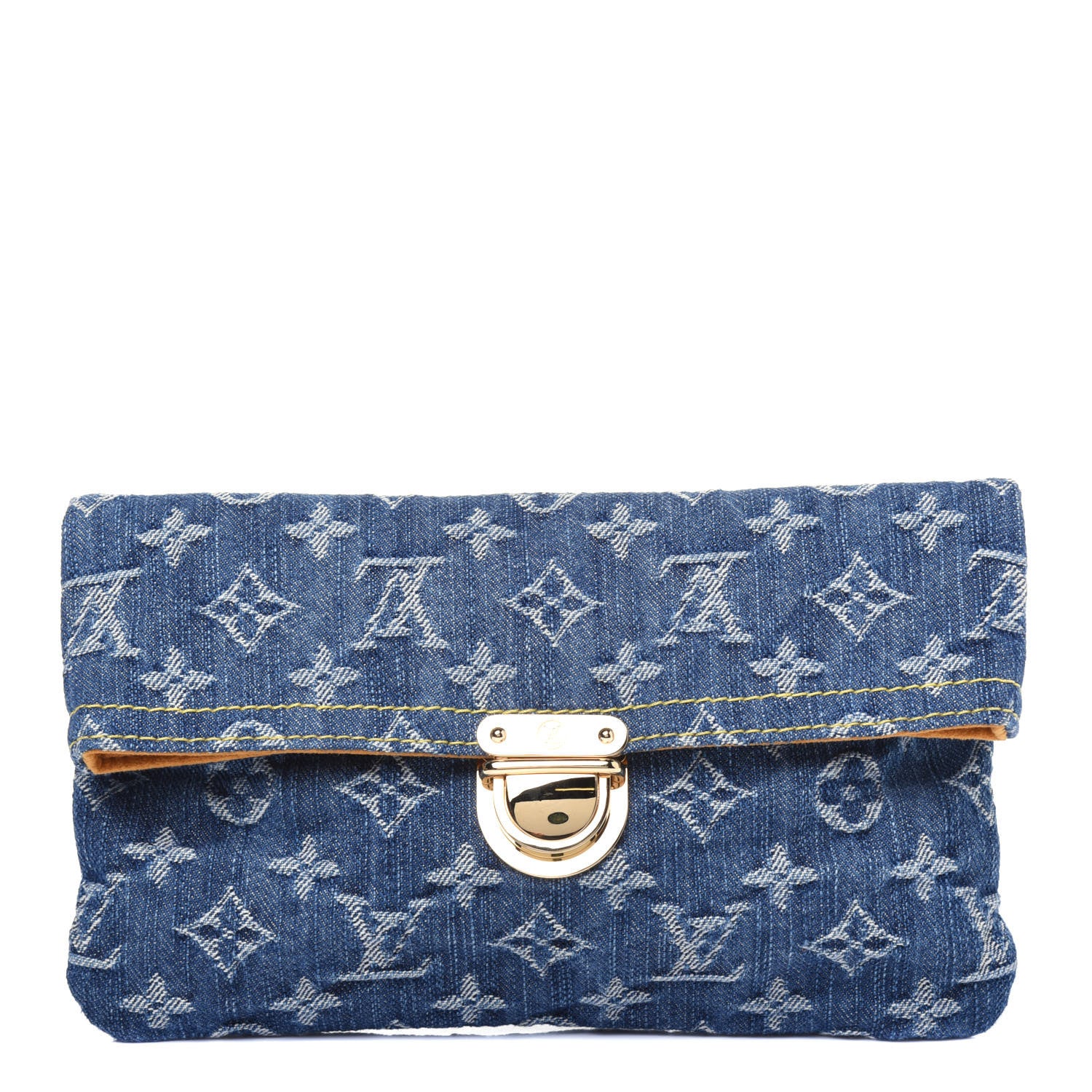 Louis Vuitton Monogram Denim Pochette Plat Clutch Blue 1 of 13