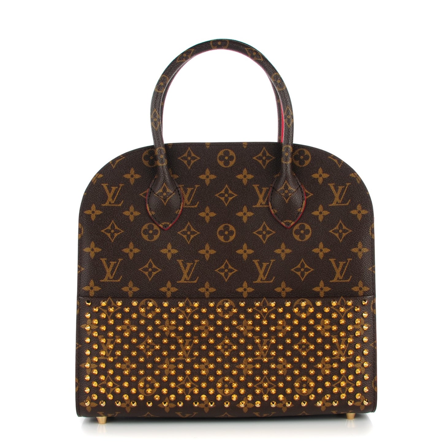 Monogram Calf Hair Spikes Iconoclasts Christian Louboutin Tote Red