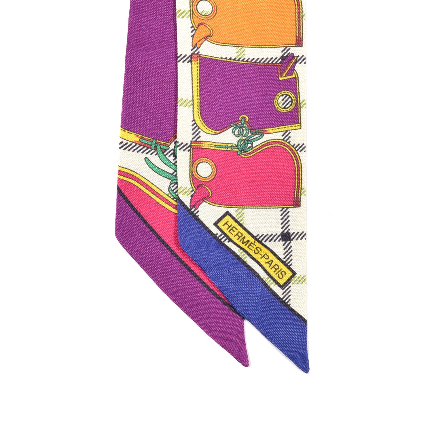 Hermes Silk Camails Twilly Scarf Iris Orange Vanilla 2 of 4