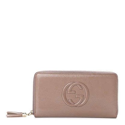 Gucci Patent Soho Zip Around Wallet Dark Cipria 1 of 11