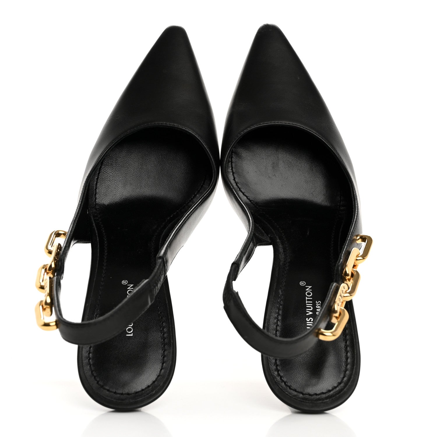 Louis Vuitton Calfskin Sparkle Slingback Pumps 36.5 Black 2 of 13