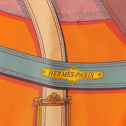 Hermes Silk Cavalcadour Maxi Twilly Orange Argile Bouton D'Or 3 of 6