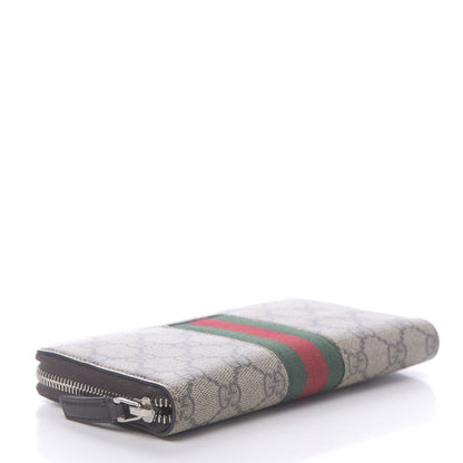 Gucci GG Supreme Monogram Web Zip Around Wallet Beige Cocoa 4 of 7
