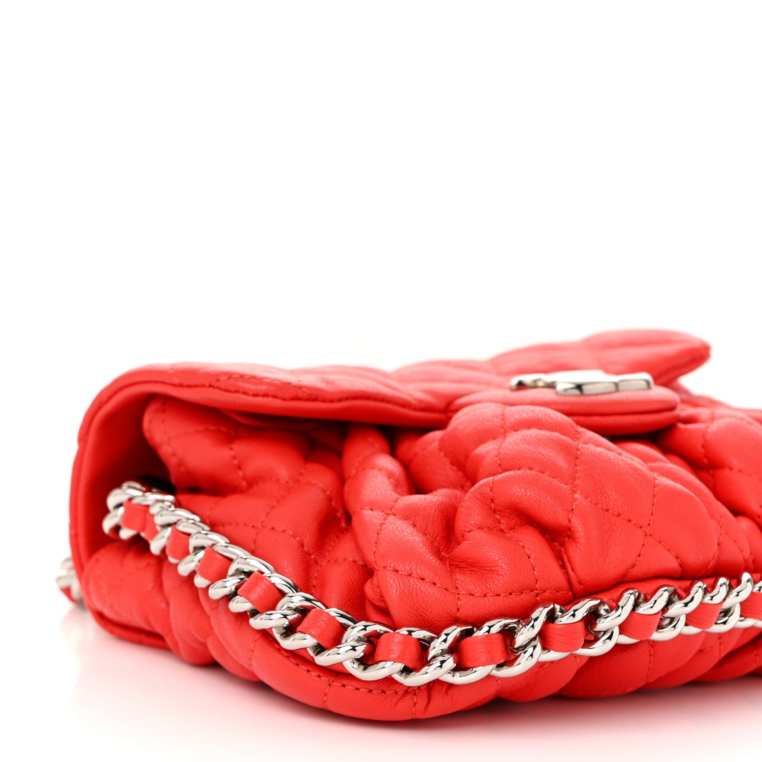 Chanel Washed Lambskin Mini Chain Around Messenger Red 9 of 11