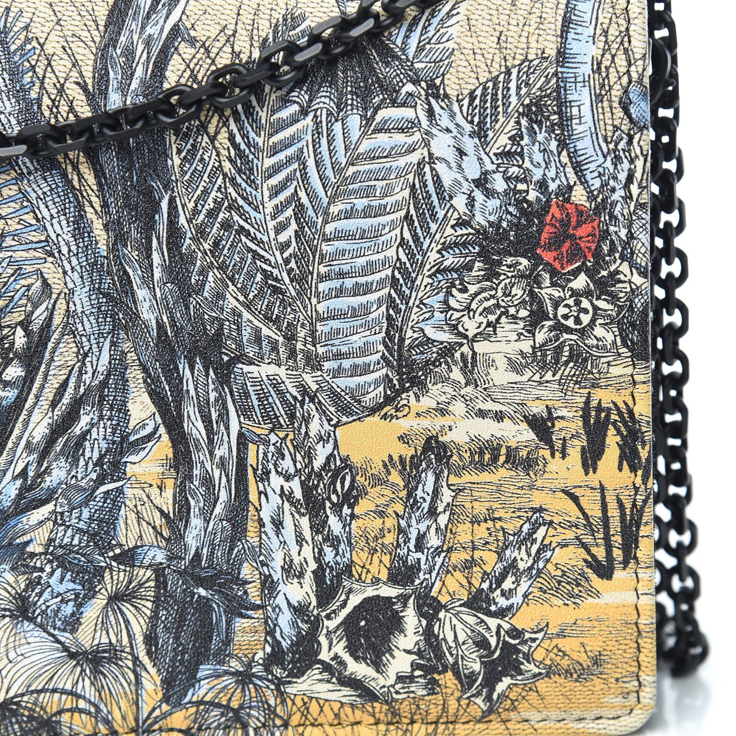 Calfskin Lady Dior Toile De Jouy Clutch Denim Blue