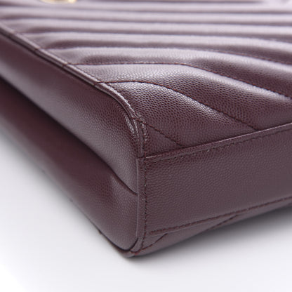 Saint Laurent Grain de Poudre Matelasse Chevron Small Tribeca Shopping Bag Rouge Legoin 7 of 9