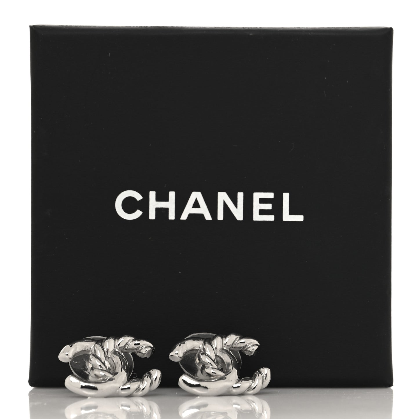 Metal CC Rope Earrings Silver
