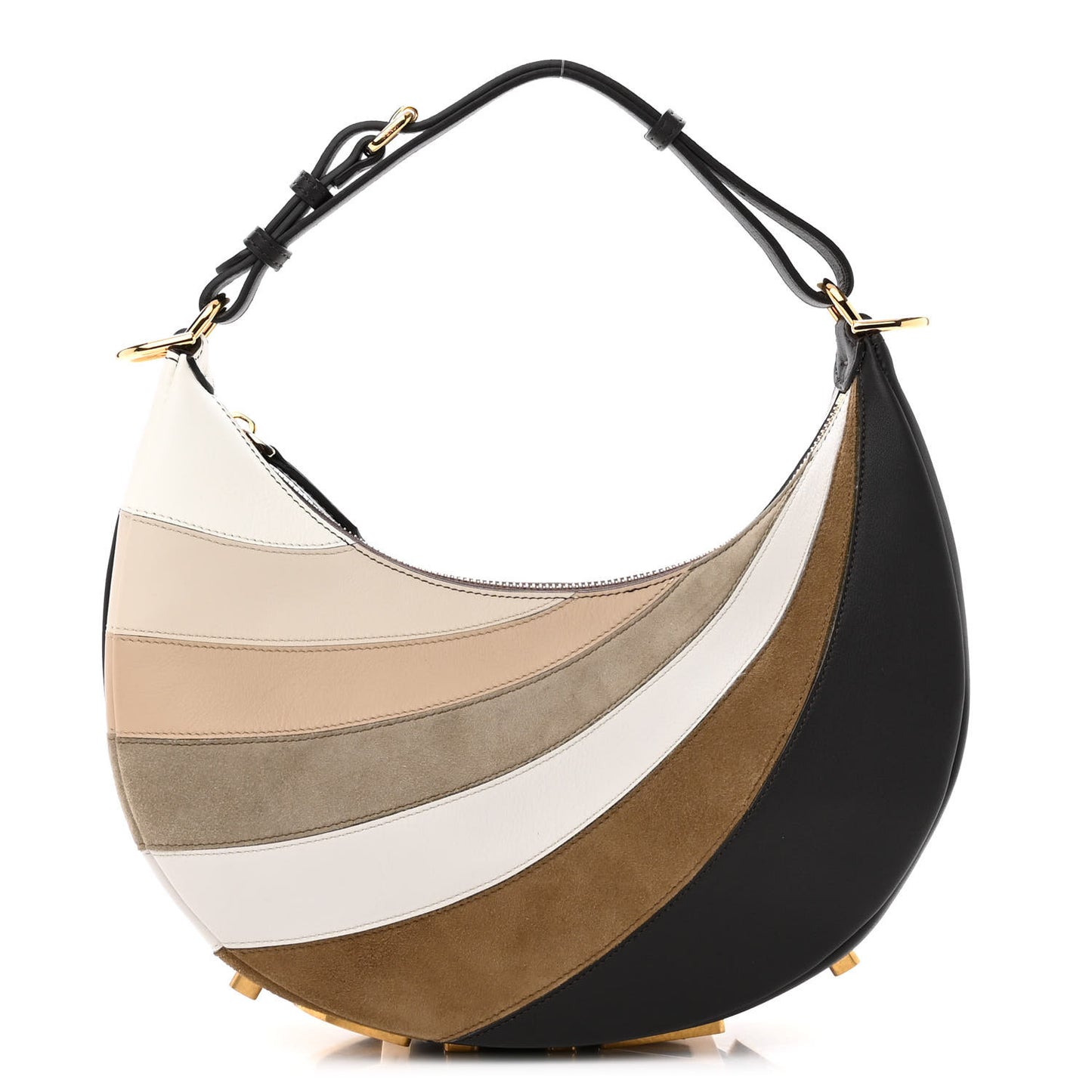 Vitello Seta Goatskin Suede Rainbow Inlay Small Fendigraphy Hobo Bag Grigio Multicolor Ebano