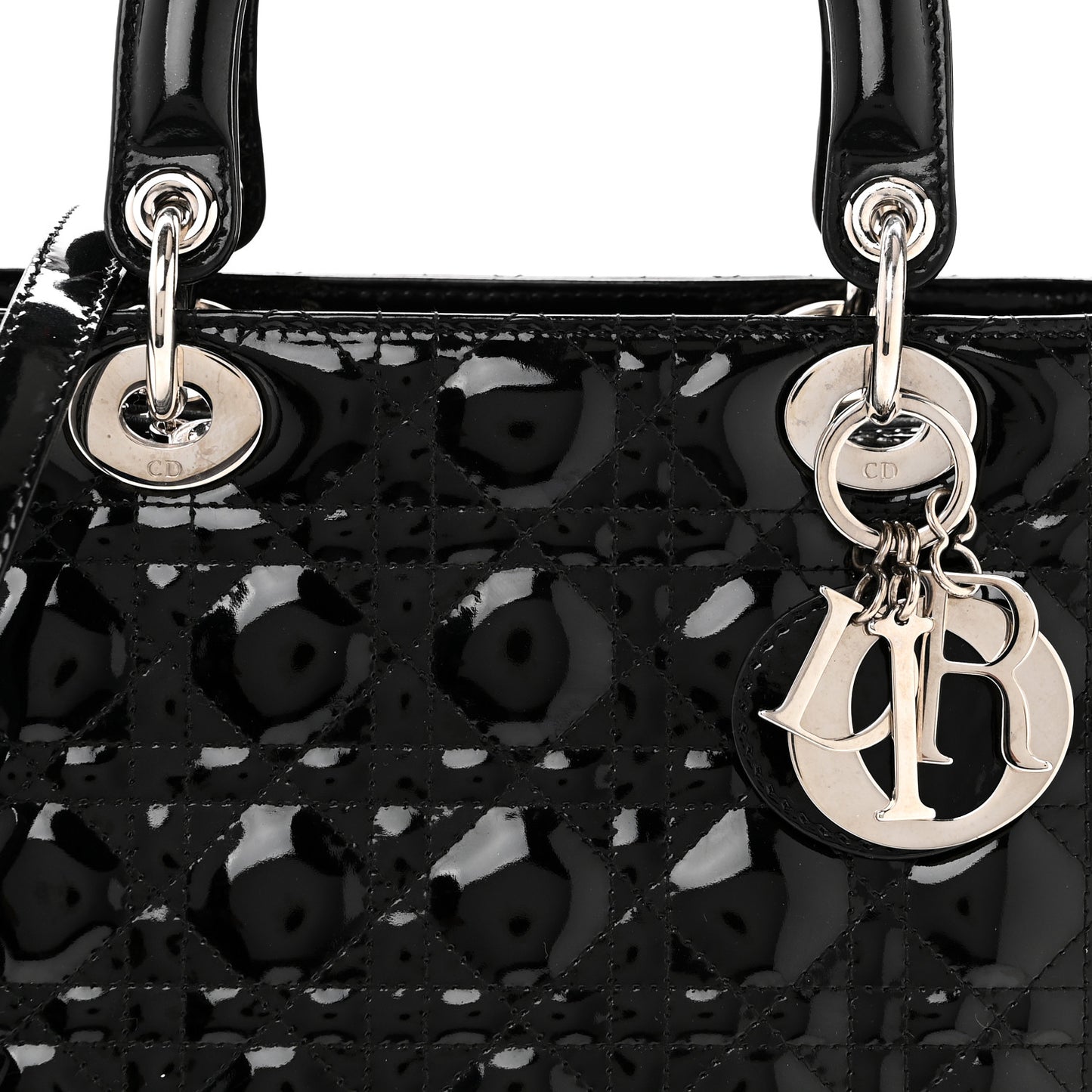 Patent Cannage Medium Lady Dior Black