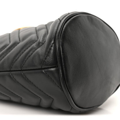 Gucci Calfskin Matelasse Mini GG Marmont 2.0 Bucket Bag Black 8 of 9