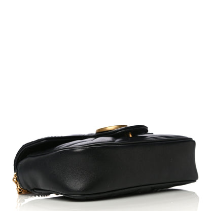 Gucci Calfskin Matelasse Super Mini GG Marmont Shoulder Bag Black 4 of 16