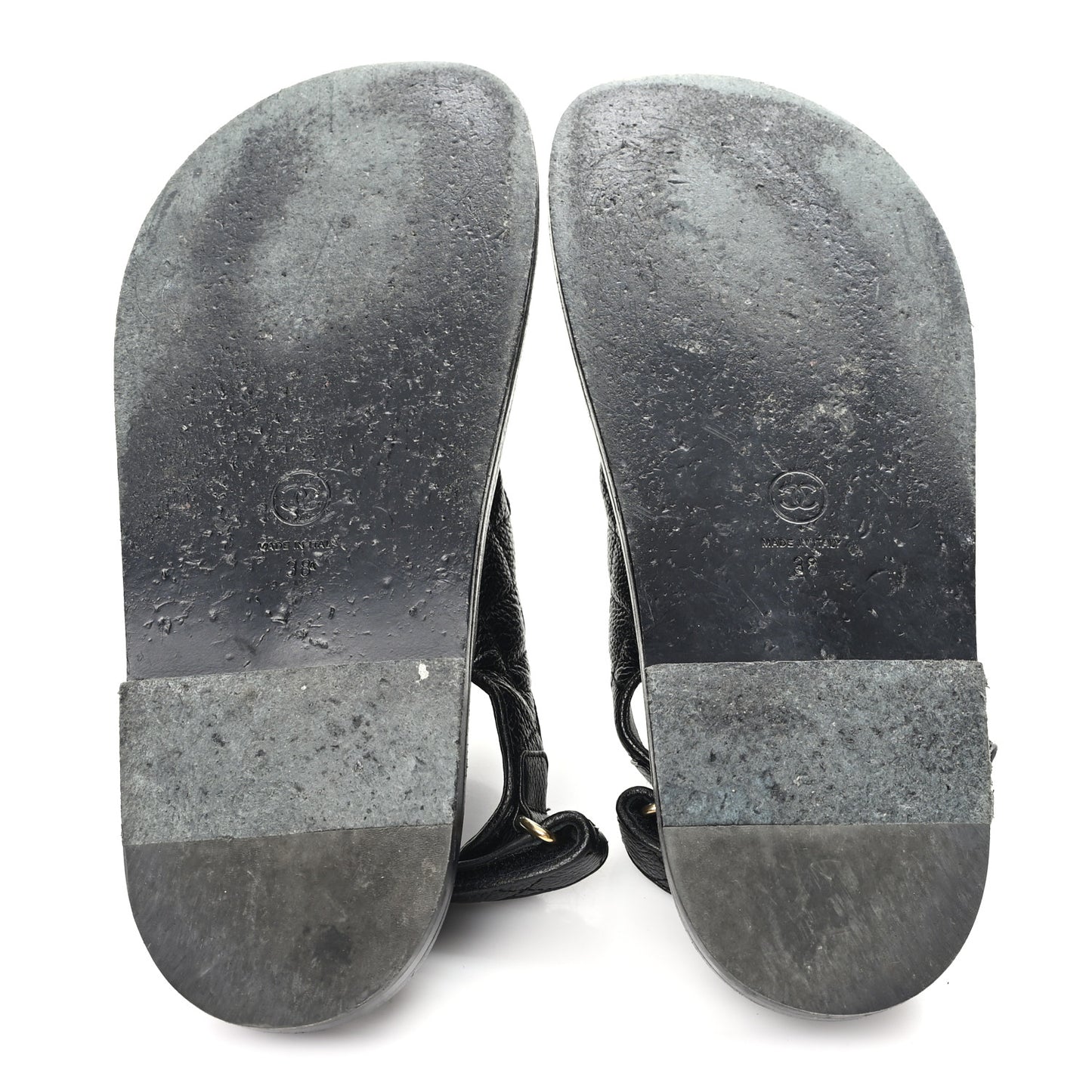 Grained Calfskin Velcro Dad Sandals 38 Black