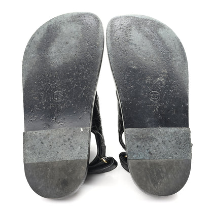 Chanel Grained Calfskin Velcro Dad Sandals 38 Black 6 of 9
