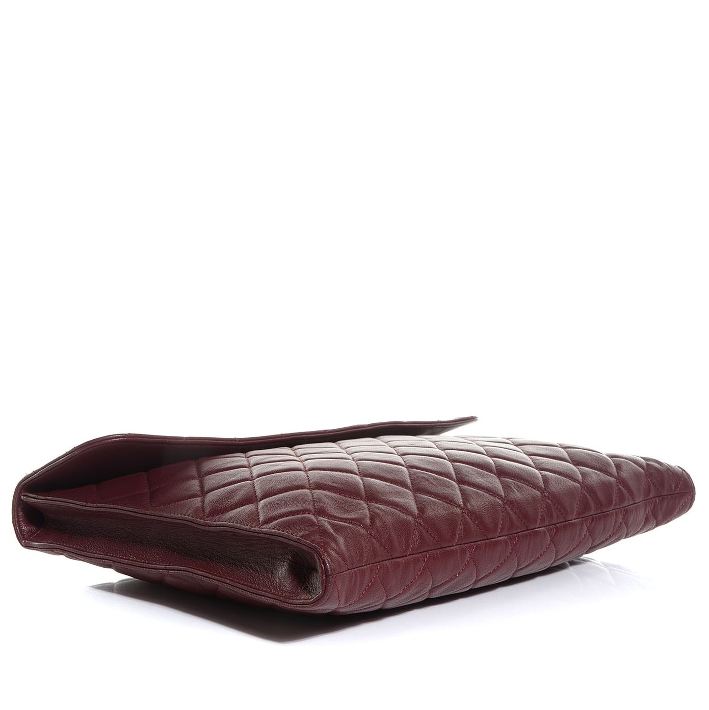 Calfskin Quilted Document Portfolio Holder Dark Red