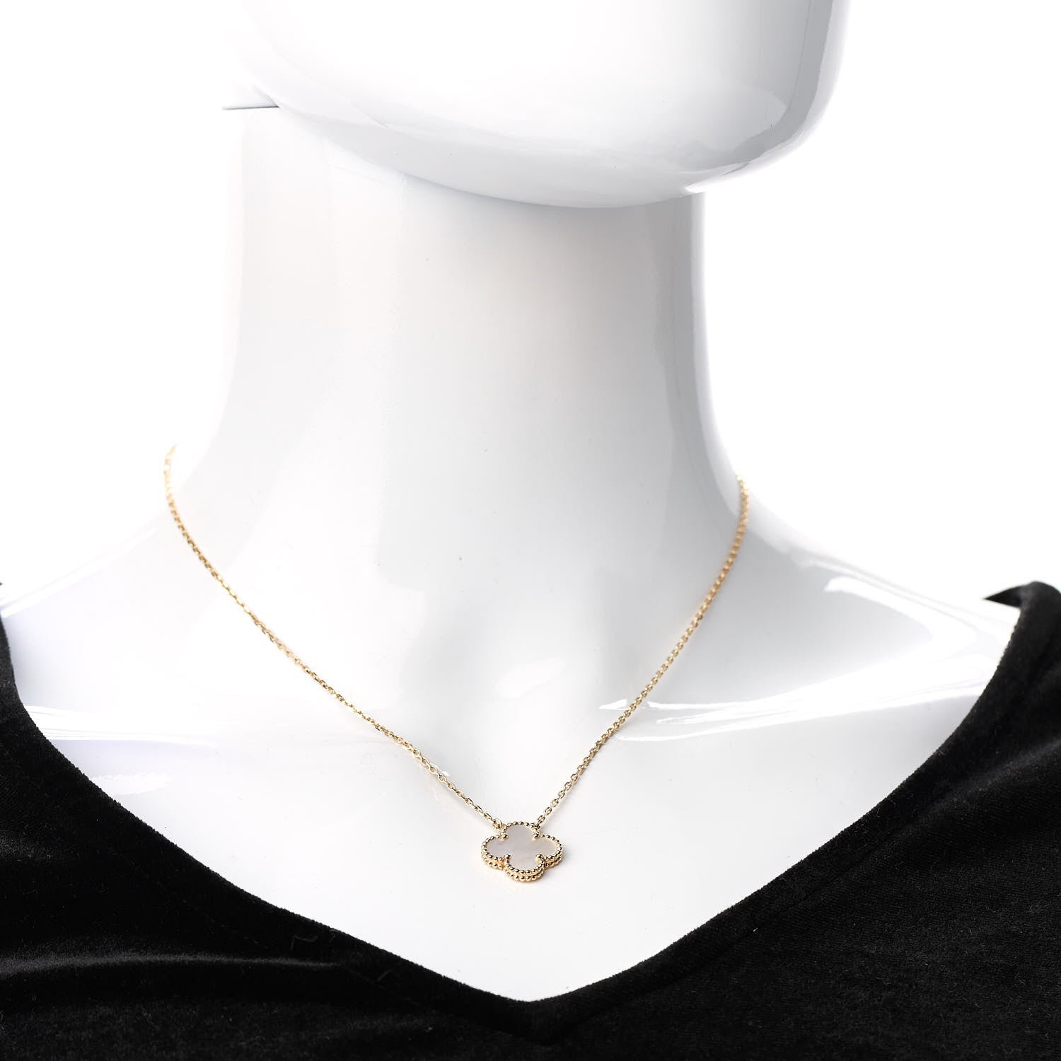 Van Cleef & Arpels 18K Yellow Gold Mother of Pearl Vintage Alhambra Pendant Necklace 2 of 7