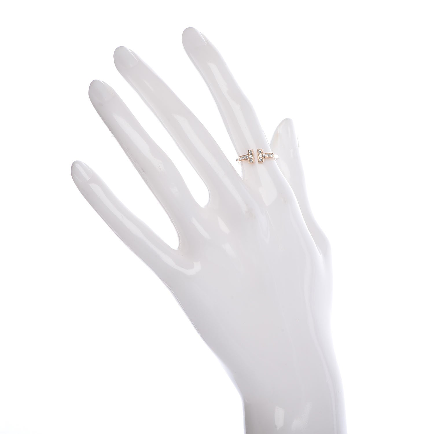 Tiffany 18K Rose Gold Diamond T Wire Ring 49 5 2 of 6