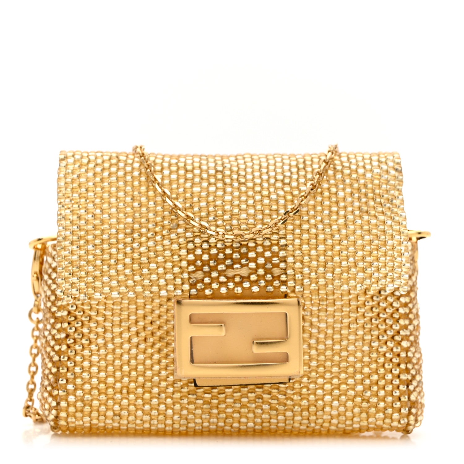 Fendi Glass Vitello King Beaded Mini Pico Baguette Charm Semolino 1 of 6