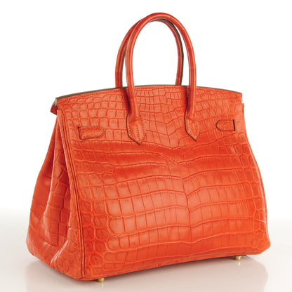 Hermes Matte Niloticus Crocodile Birkin 35 Orange 3 of 29