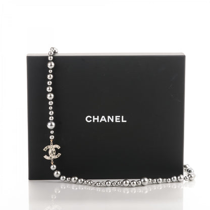 Chanel Graduated Pearl Crystal CC Long Necklace Ruthenium 5 of 5