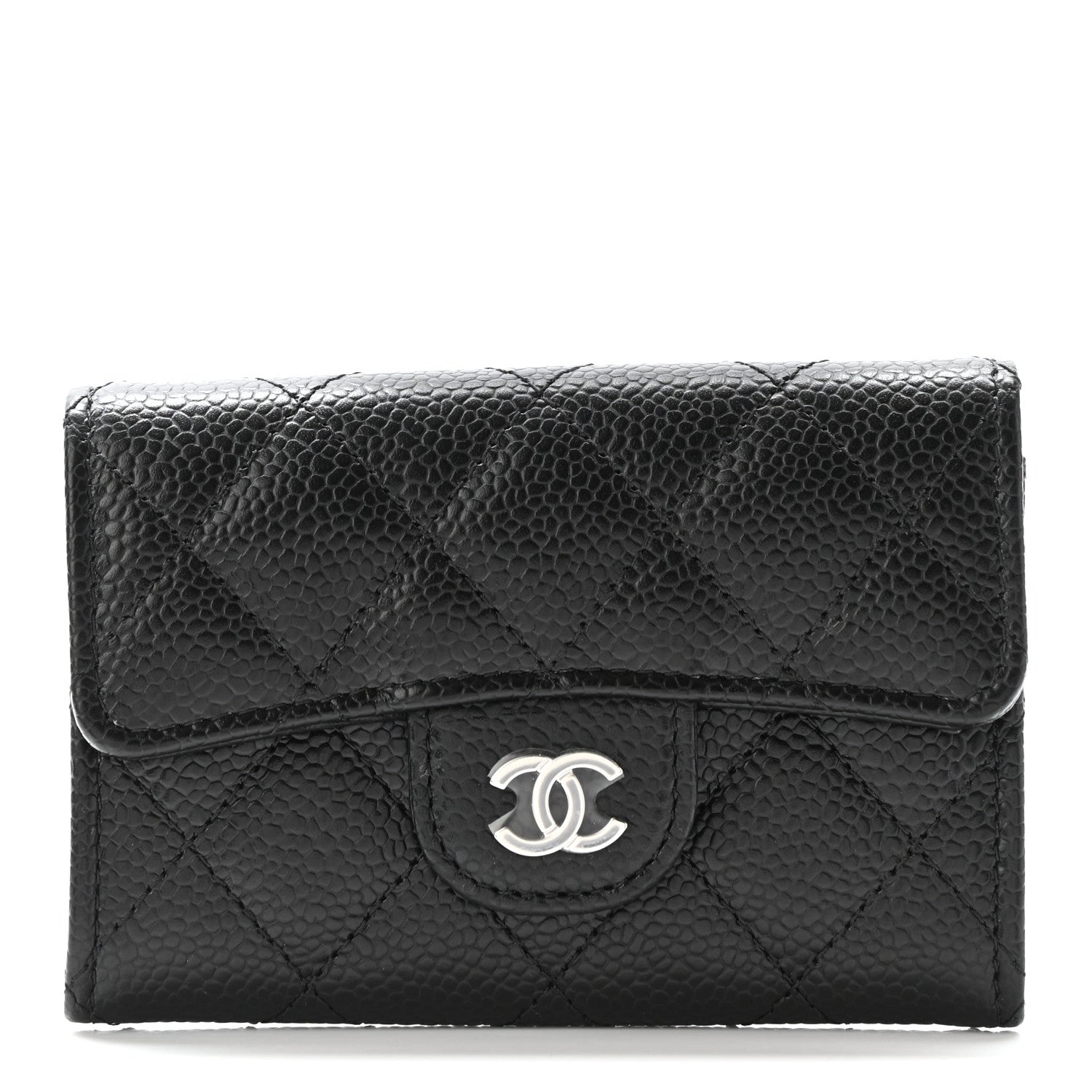 Chanel Caviar Quilted Flap Card Holder Wallet Black 1 of 8
