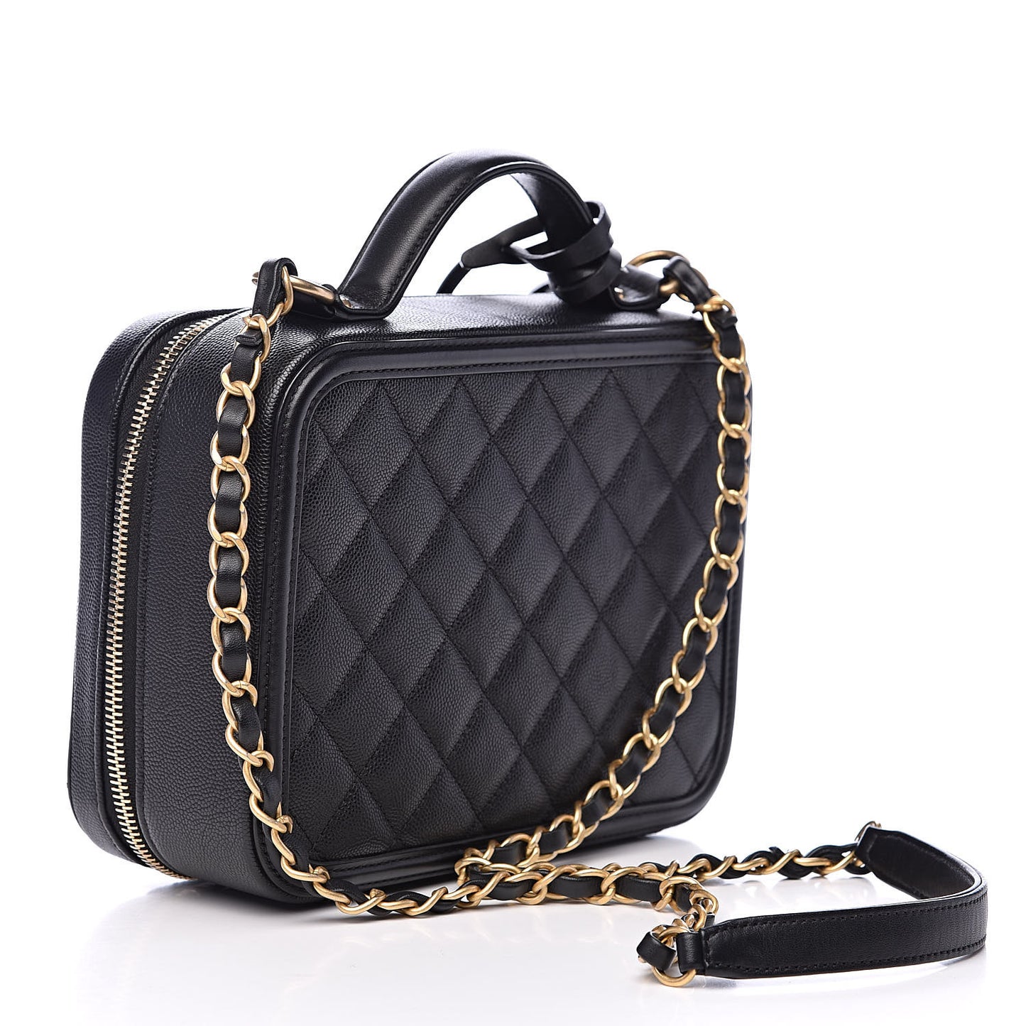 Caviar Quilted Medium CC Filigree Vanity Case Black