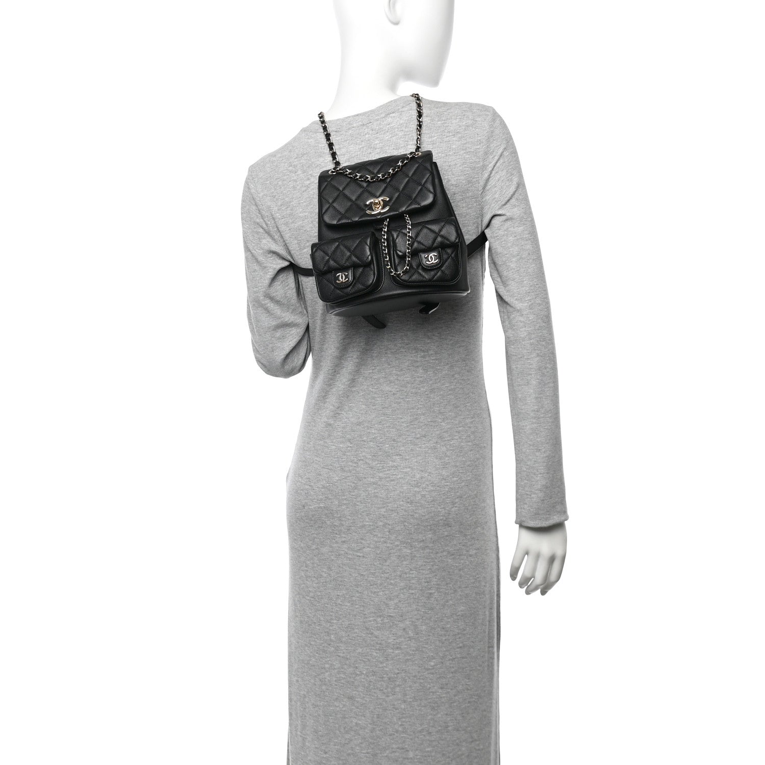 D*≦様 CHANEL　リュック　キルティング　黒　ノベルティ Chanel Calfskin Quilted Medium Duma Pockets Drawstring Backpack