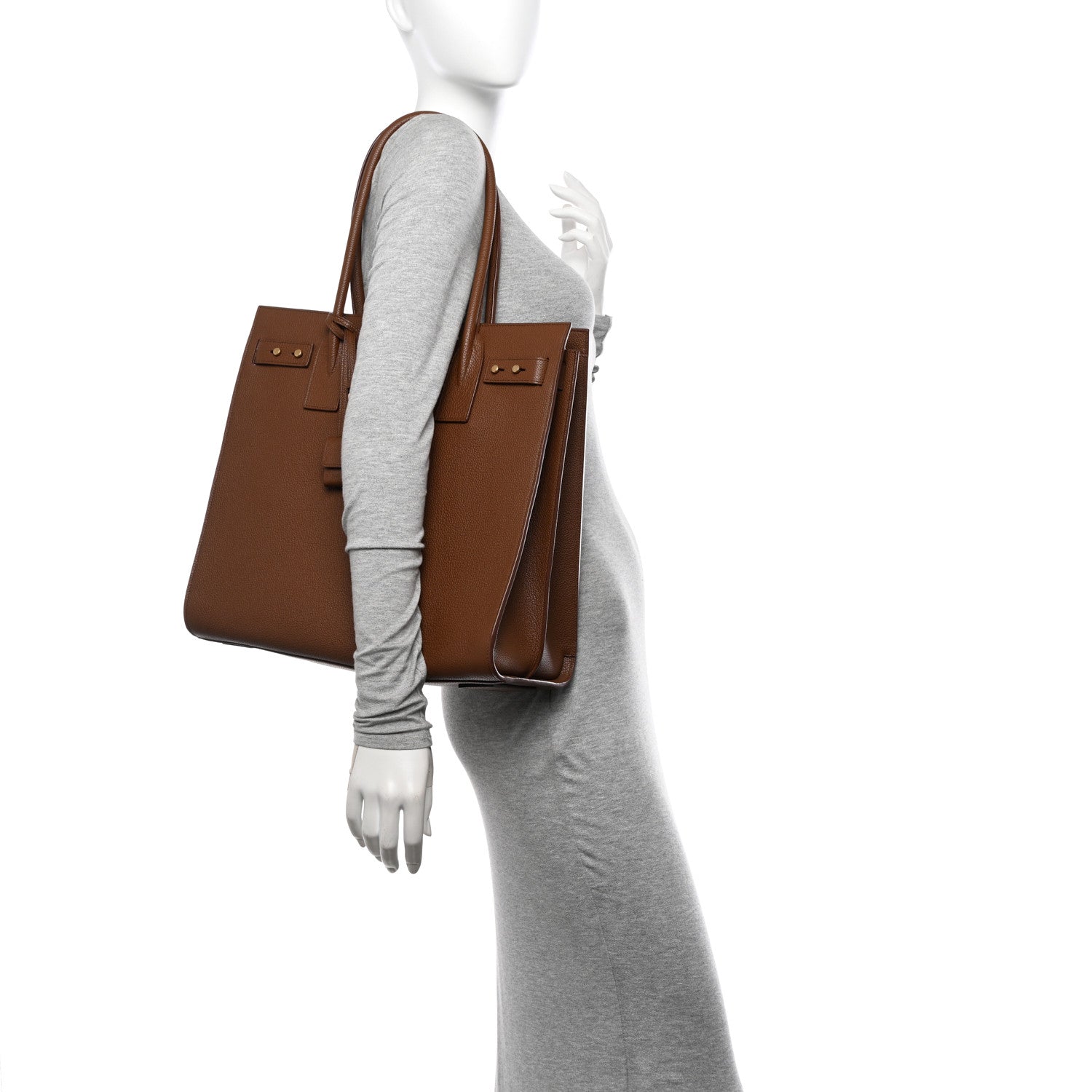 Saint Laurent Grained Calfskin Sac De Jour Souple North South Tote Brown 3 of 11