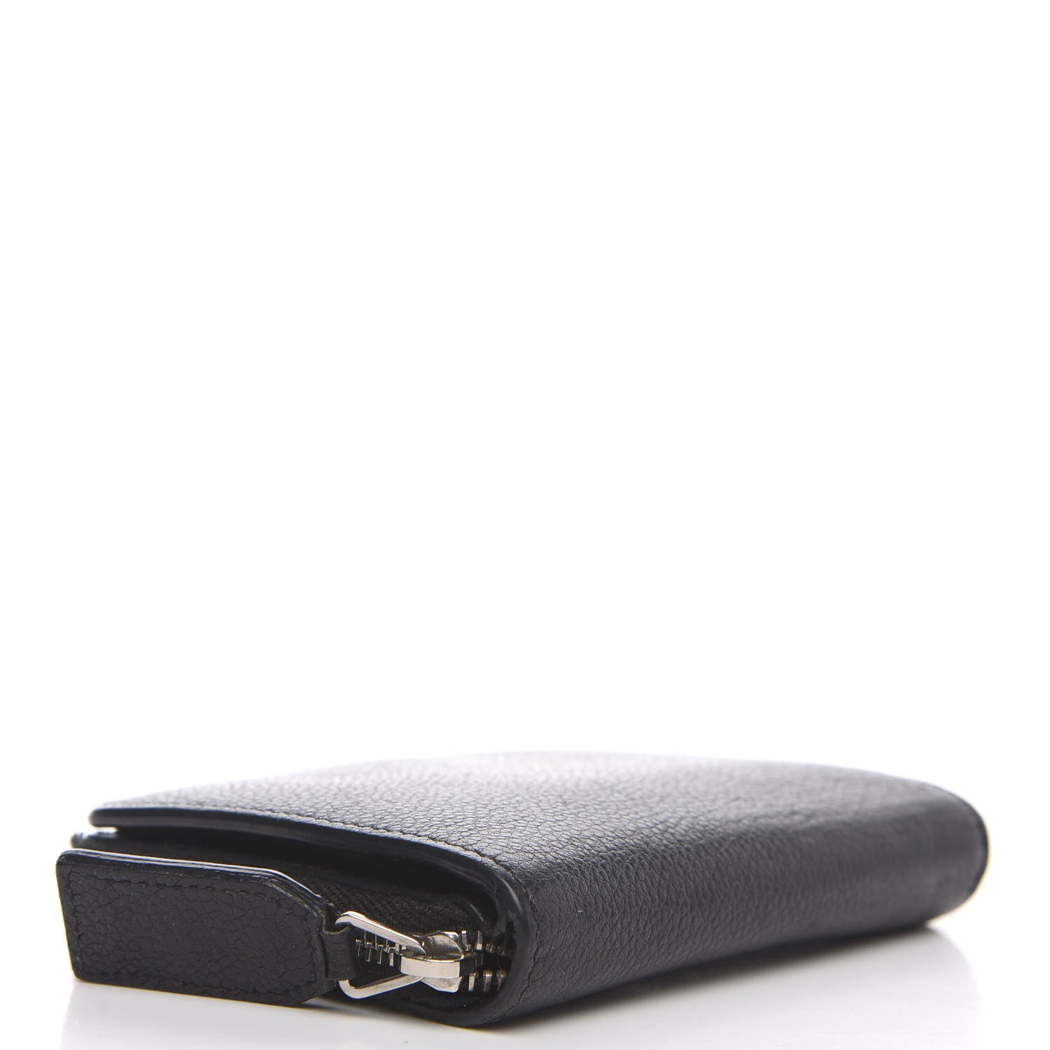 Saint Laurent Grained Calfskin Rive Gauche Compact Zip Around Wallet Black 3 of 9