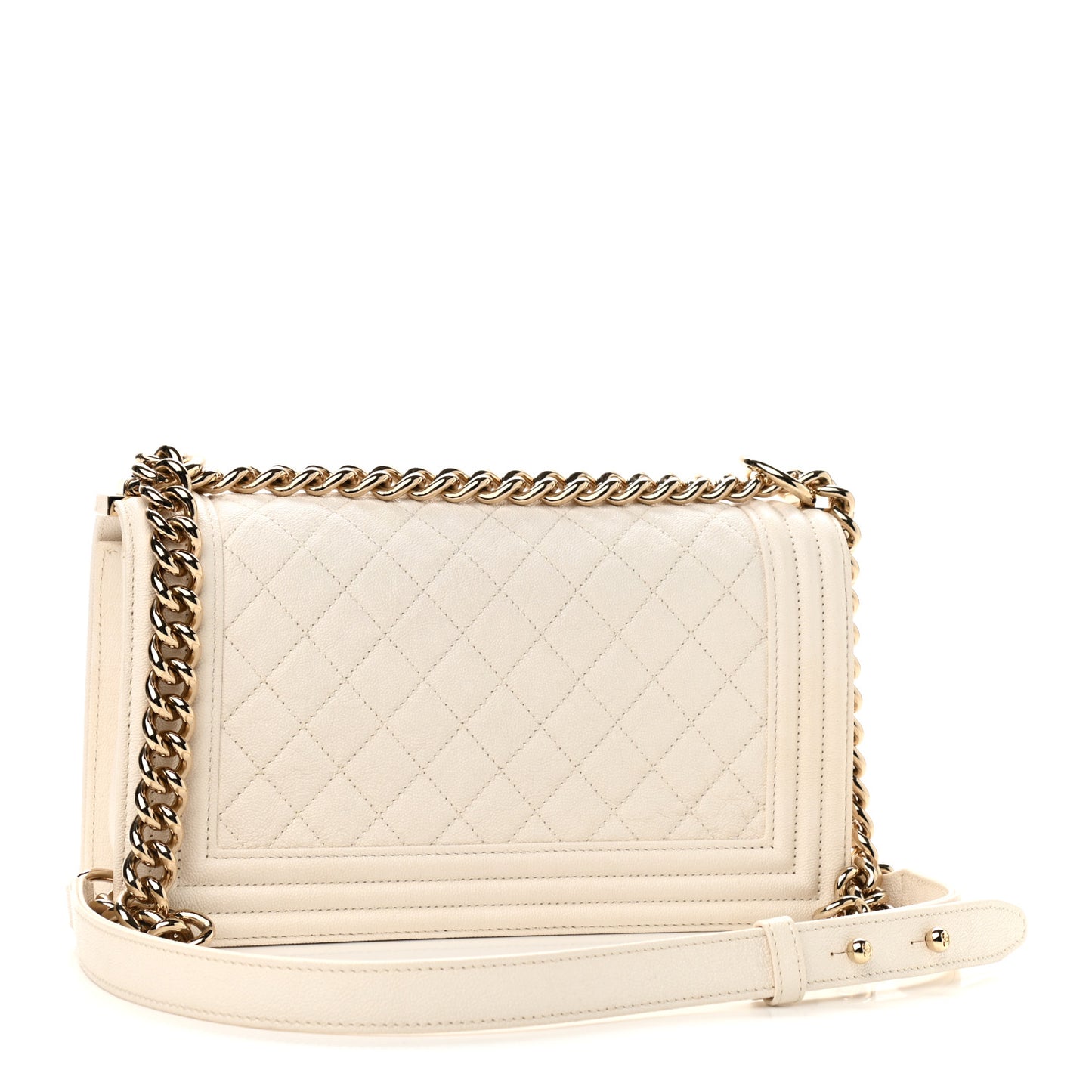 Caviar Quilted Medium Boy Flap White