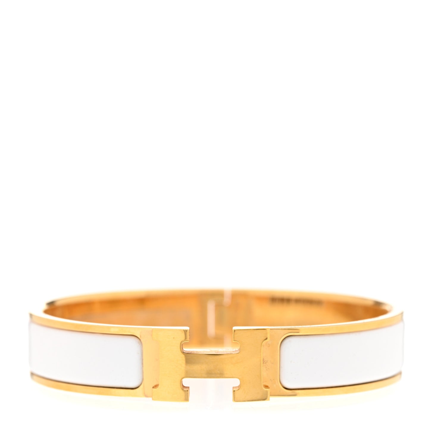 Enamel Narrow Clic Clac H Bracelet GM White