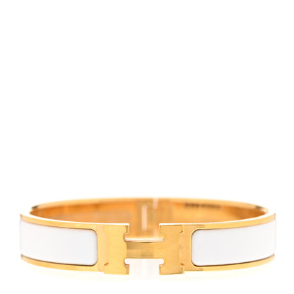 Hermes Enamel Narrow Clic Clac H Bracelet GM White 1 of 5