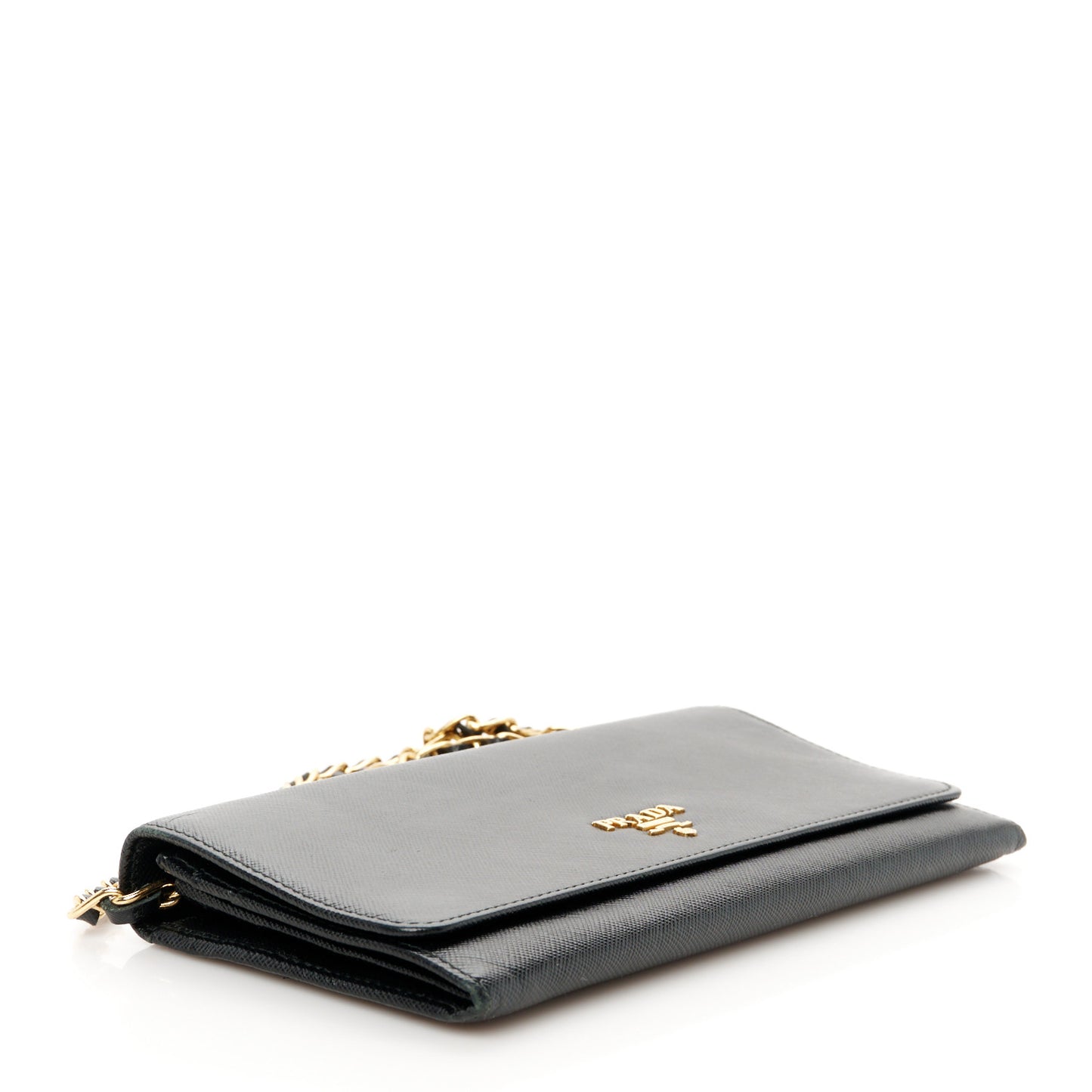 Saffiano Metal Oro Chain Wallet Black